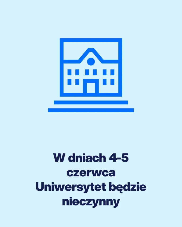 Informacja o funkcjonowaniu Uniwersytetu 4 i 5 czerwca br. | Aktualności | Uniwersytet WSB Merito Bydgoszcz: grafika informująca o zamknięciu Uniwersytetu w dniach 4-5 czerwca