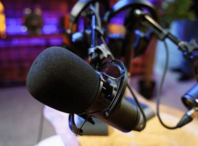 Podcasty, które inspirują. Eksperci Uniwersytetu WSB Merito o pracy, komunikacji, AI i dobrostanie | Aktualności | Uniwersytet WSB Merito Bydgoszcz: mikrofon