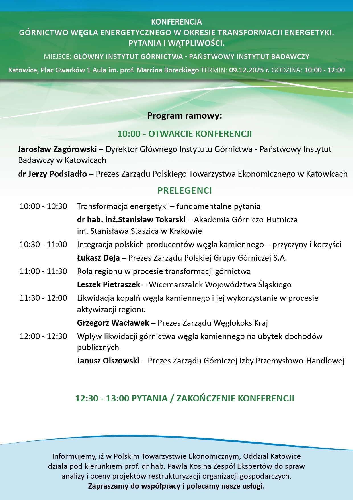 program konferencji PTE 9.12.2025