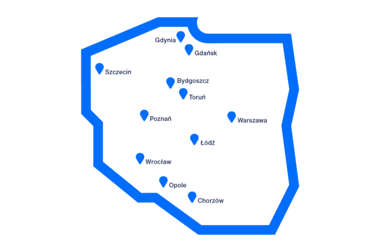 Biznes | Uniwersytet WSB Merito Chorzów: mapka desktop tylko miasta