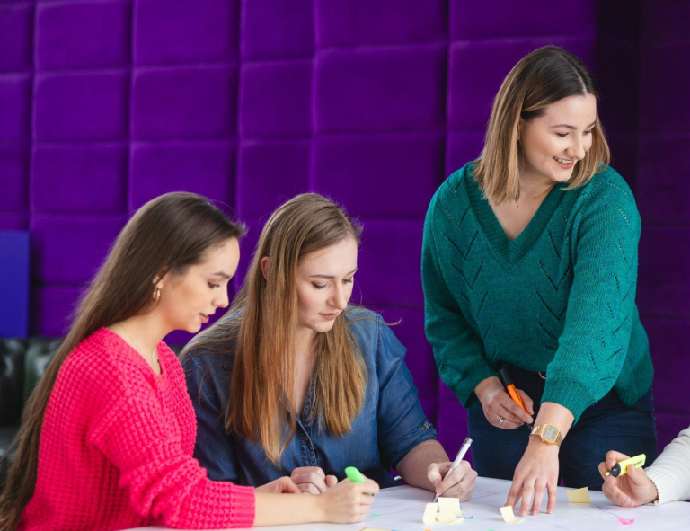 IT in Business, studia I stopnia, licencjackie i inżynierskie: Główna grafika: Bydgoszcz-studia I stopnia-grupa studentów podczas tworzenia projektu