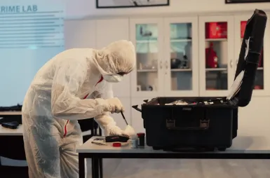 Laboratories and workrooms | WSB Merito Wrocław University: studenci odbywający zajęcia w crime lab