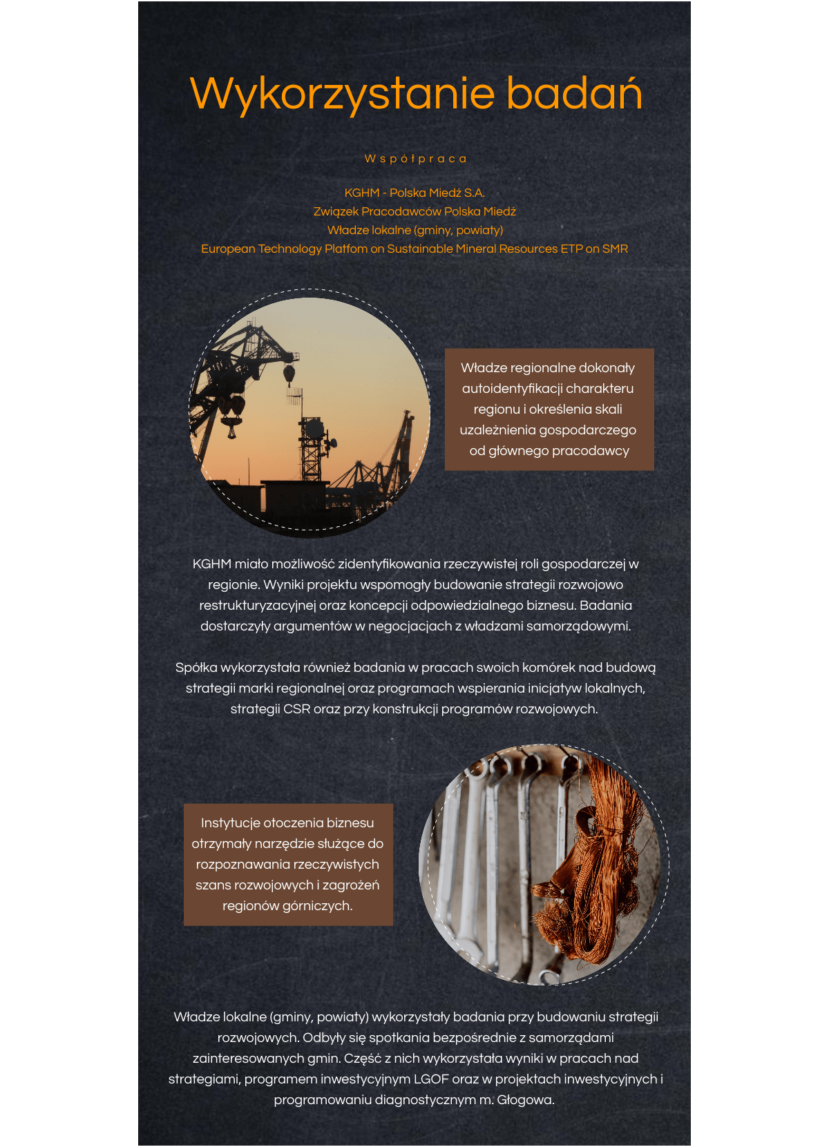 współpraca wykorzystanie kopalnia miedź kghm