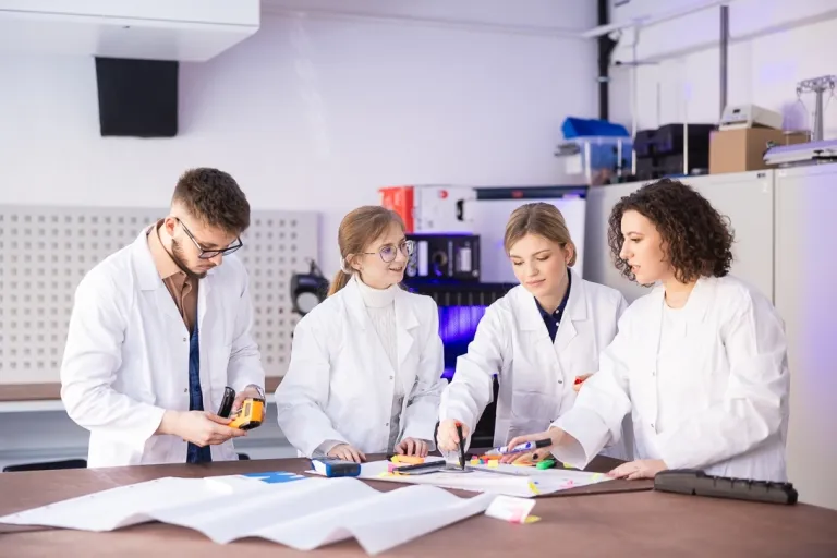 Seminarium kosmetologii z dr Rômulo Mêne | Uniwersytet WSB Merito w Gdańsku: Studenci w fartuchach
