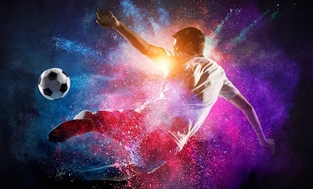 Głowa wygrywa mecz – psychologia sportu bez tajemnic! Zapraszamy na panel dyskusyjny | Aktualności | Uniwersytet WSB Merito w Gdańsku: Piłkarz w trakcie skoku i w kolorowym proszku