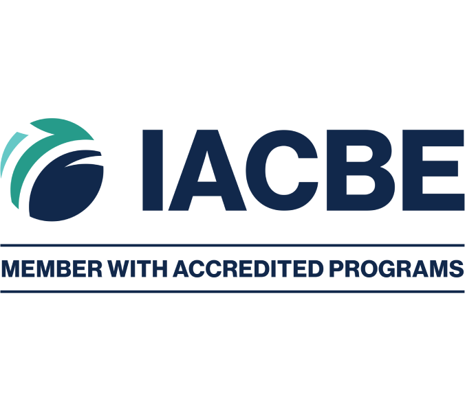 Rankingi i akredytacje | Uniwersytet WSB Merito Gdynia: Logotyp IACBE (International Accreditation Council for Business Education)