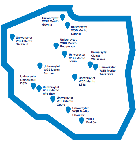 Poznaj nas | Uniwersytet WSB Merito Gdynia: Mapa Uniwersytetów