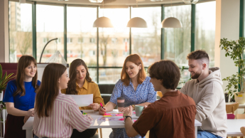 Wywiad i detektywistyka | Studia II stopnia ze studiami podyplomowymi  | Uniwersytet WSB Merito Opole: Główna grafika: Opole - studia II stopnia ze studiami podyplomowymi - specjalność Wywiad i detektywistyka - Grupa osób pracująca wspólnie nad projektem