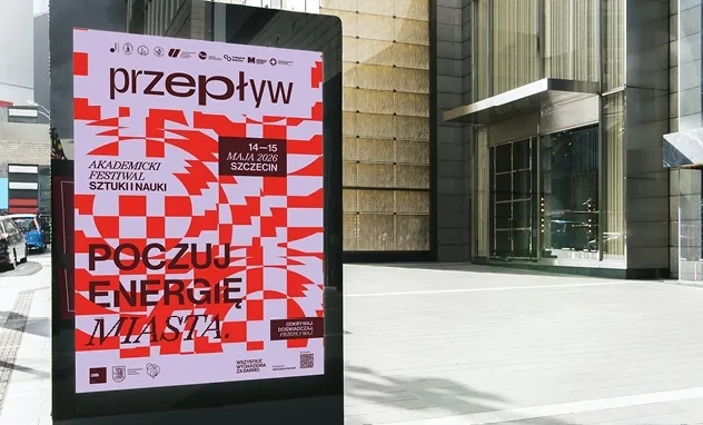 PRZEPŁYW - Akademicki Festiwal Sztuki i Nauki | Aktualności | Uniwersytet WSB Merito Szczecin: plakat festiwalu przepływ