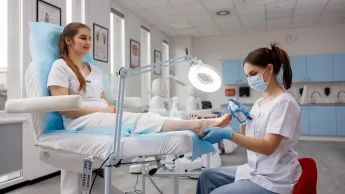 Podologia | Studia I stopnia we Wrocławiu | Uniwersytet WSB Merito we Wrocławiu: studentki na zajęciach w pracowni podologicznej