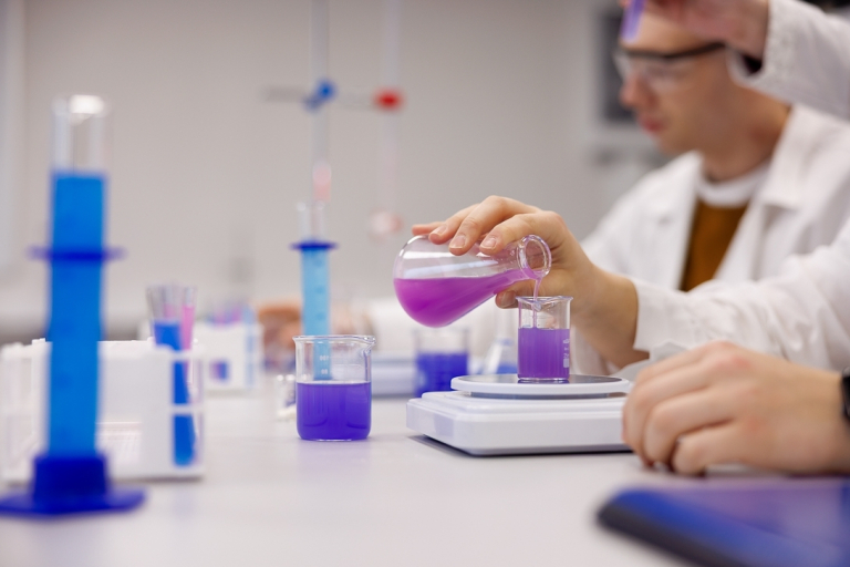 Dietetyka kliniczna i dietoterapia chorób niezakaźnych | Studia I stopnia we Wrocławiu | Uniwersytet WSB Merito we Wrocławiu: studenci na zajęciach z reakcji