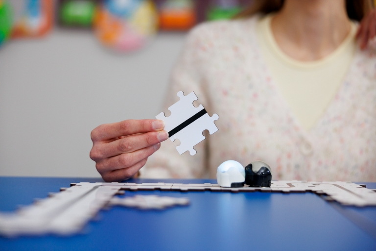 Edukacja i terapia osób ze spektrum autyzmu | Studia jednolite magisterskie we Wrocławiu | Uniwersytet WSB Merito we Wrocławiu: kobieta trzymająca puzzle w dłonie