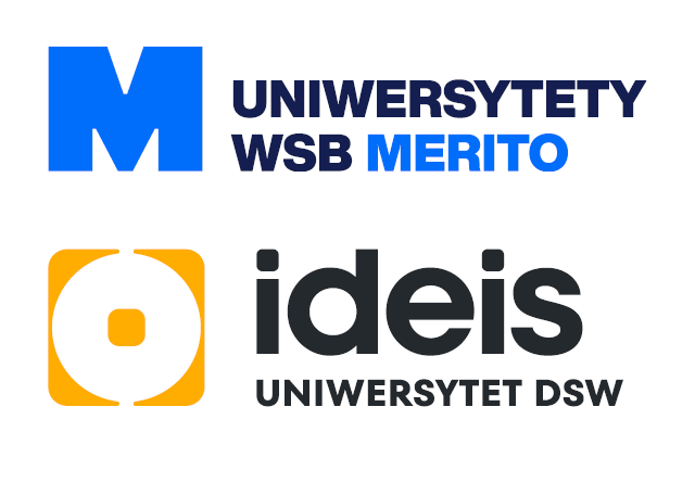 Budowa i utrzymanie aplikacji no-code | Studia podyplomowe we Wrocławiu | Uniwersytet WSB Merito we Wrocławiu: logo Uniwersytetów WSB Mertio i DSW Ideis