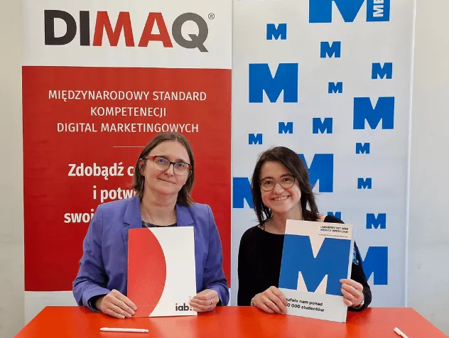 Otworzyliśmy centrum egzaminacyjne DIMAQ! | Aktualności | Uniwersytet WSB Merito we Wrocławiu: Sygnatariusze umowy po stronie IAB Polska i uczelni.