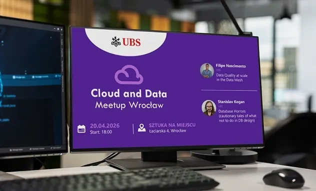 Cloud and Data Meetup Wrocław już 20 kwietnia! | Aktualności | Uniwersytet WSB Merito we Wrocławiu: Grafika zapowiadająca event